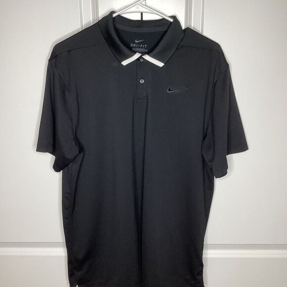 Mens Nike Dri-Fit‎ Performance Polo Shirt large Black / white - Picture 1 of 6